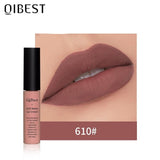 QIBEST Matte Lip Gloss Lip Makeup Velet Nude Waterproof