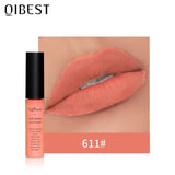 QIBEST Matte Lip Gloss Lip Makeup Velet Nude Waterproof